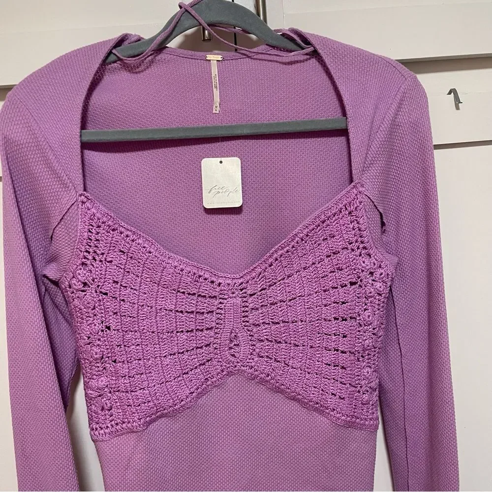 Free people Butterfly Dreams Top purple sz M NWT